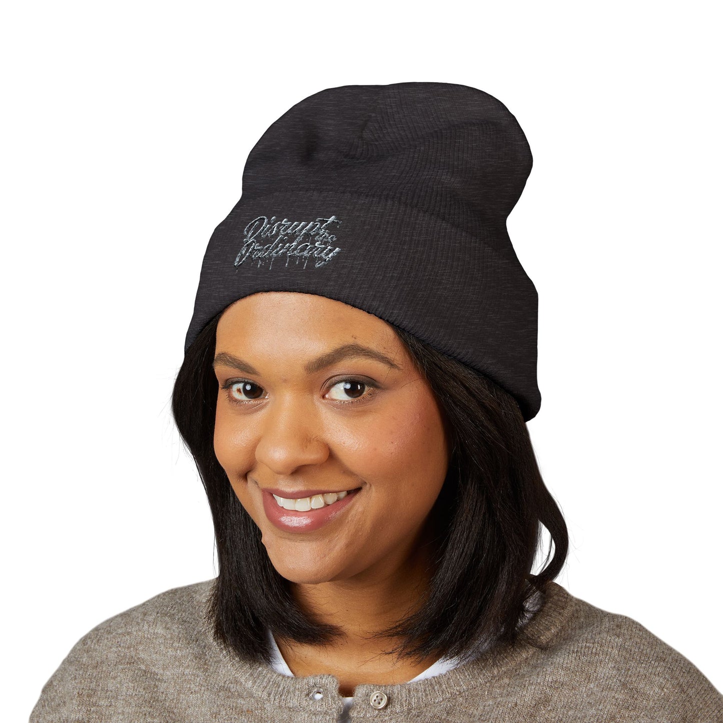 House of Raj “Disrupt the Ordinary” Embroidered Cuffed Beanie, Perfect for Outdoor Activities, Gift for Friends, Fashion Accessory