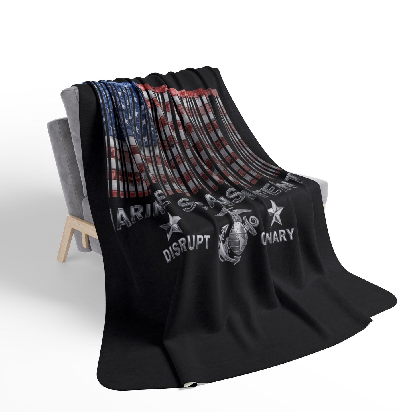 House of Raj “Disrupt the Ordinary” Marines Scan Different Fleece Sherpa Blanket - Cozy Home Decor, Military Tribute, Gift for Veterans, Warmth for Celebrations, American Pride
