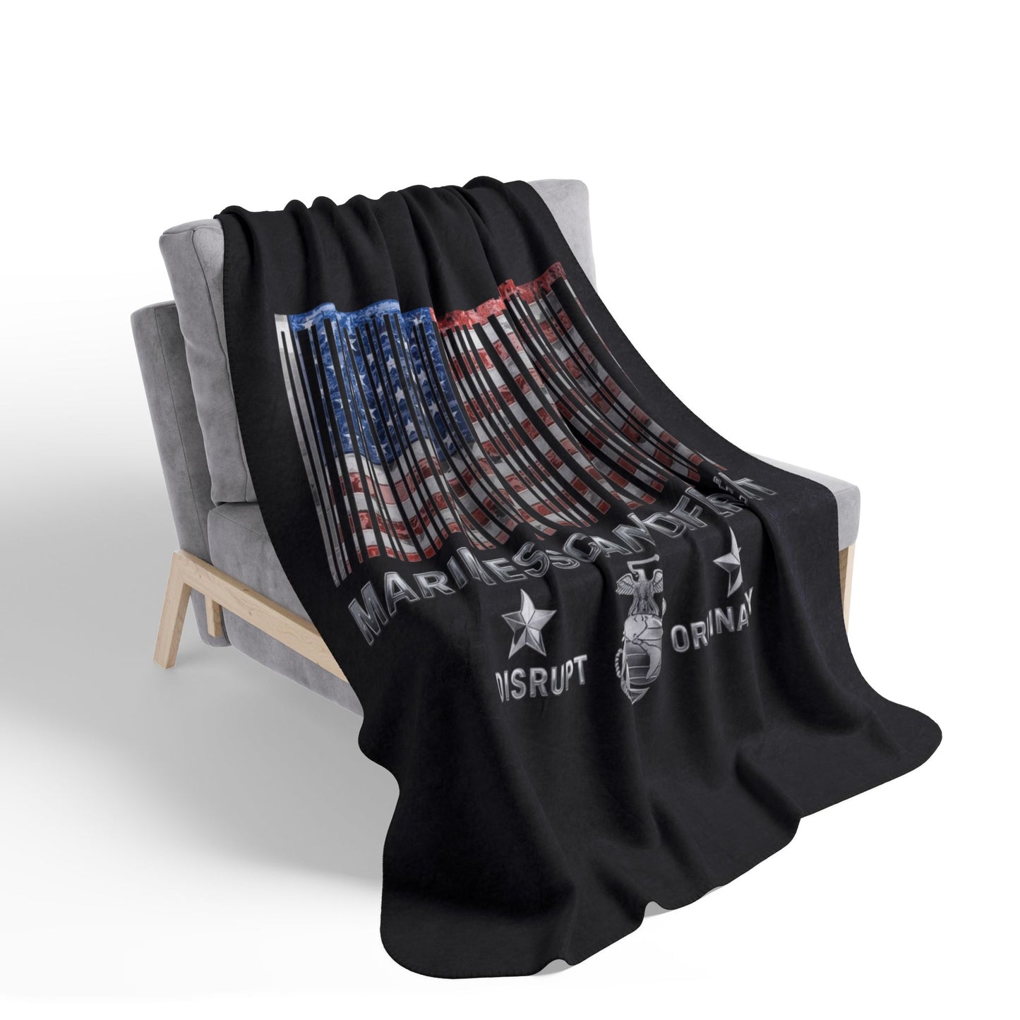 House of Raj “Disrupt the Ordinary” Marines Scan Different Fleece Sherpa Blanket - Cozy Home Decor, Military Tribute, Gift for Veterans, Warmth for Celebrations, American Pride