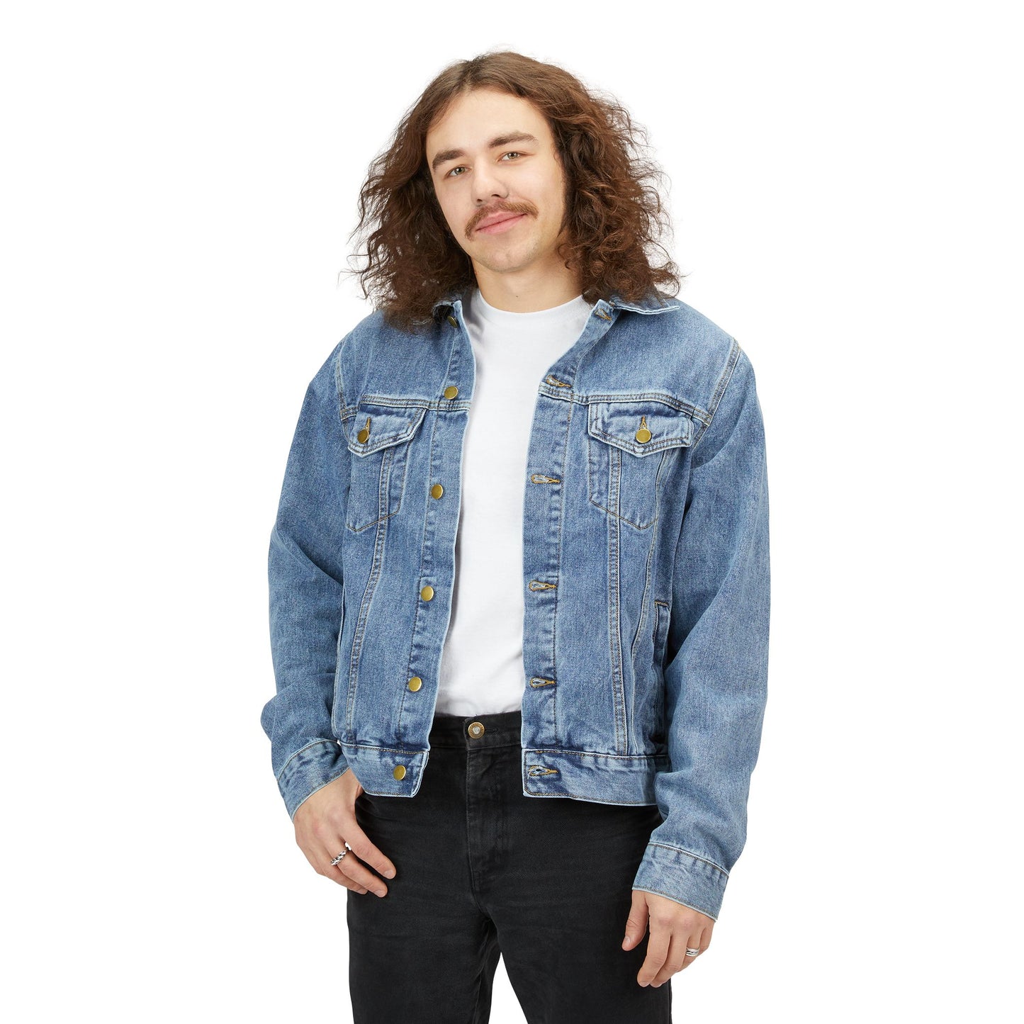 House of Raj “Navy Scans Different” Men’s Denim Jacket, Casual Outerwear, Gifts for Him, Patriotic Fashion, Unique Style for All Seasons