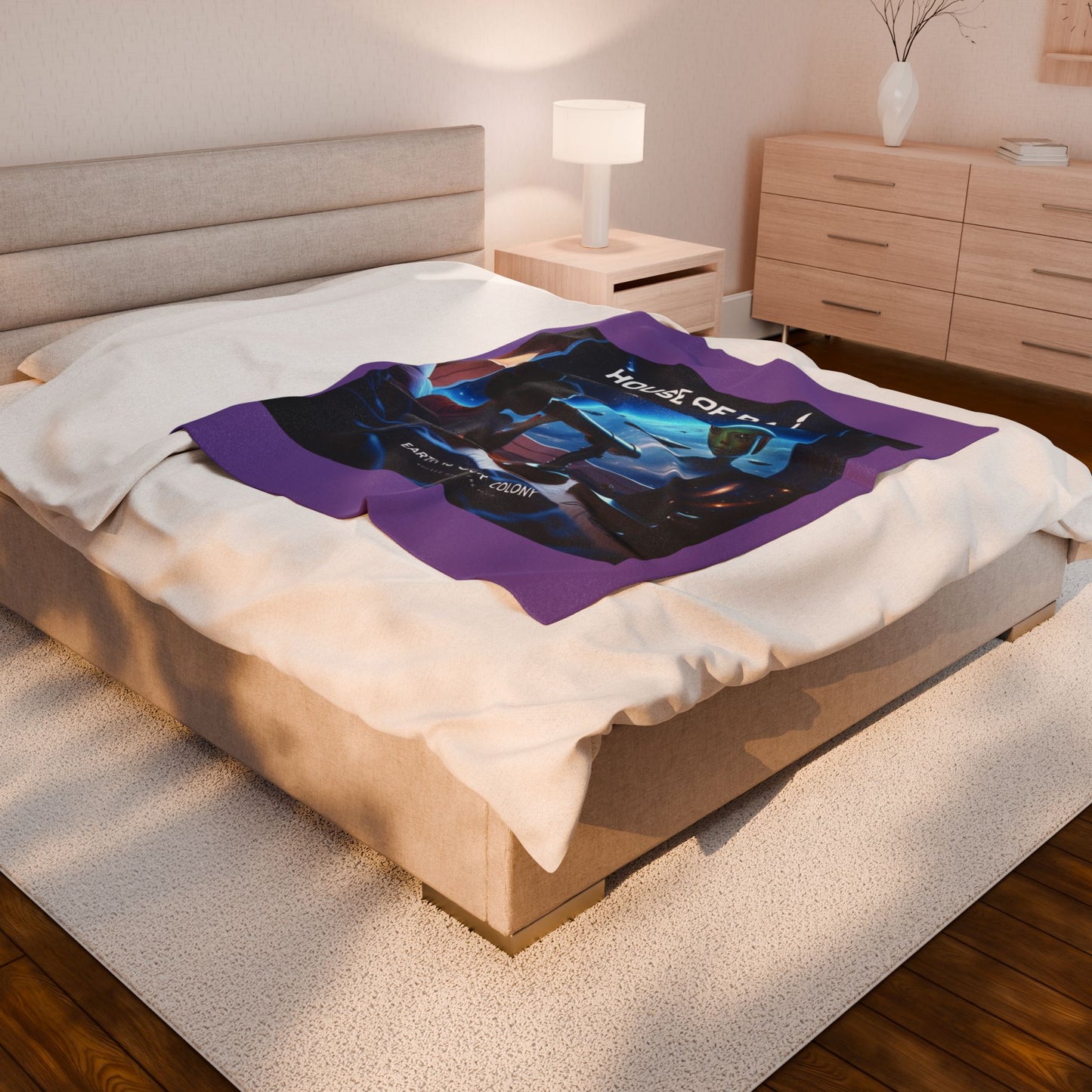 House of Raj “Disrupt the Galaxy: Arri Meets Netuu — Cosmic Dreams” Velveteen Plush Blanket 🌌 - Soft Throw for Stargazers, Space Lovers, Cozy Nights, Gifts for Astronomy Enthusiasts