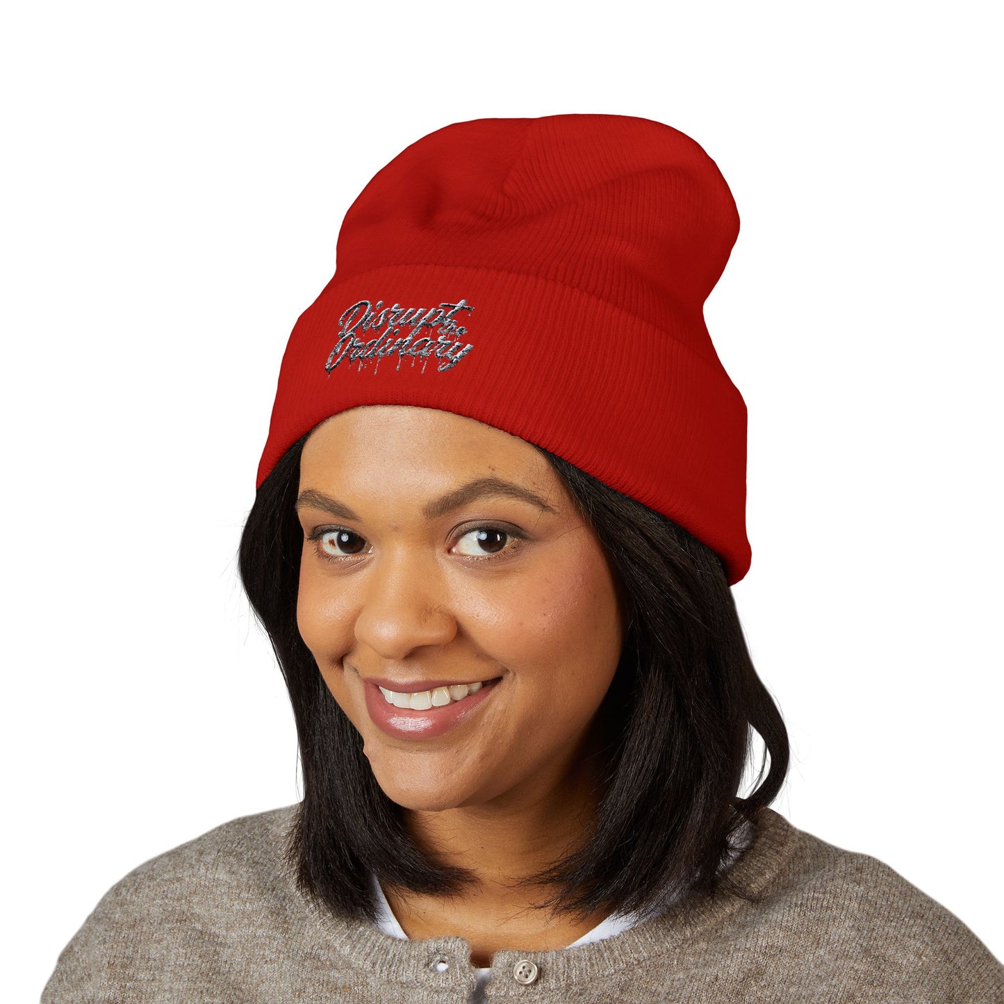 House of Raj “Disrupt the Ordinary” Embroidered Cuffed Beanie, Perfect for Outdoor Activities, Gift for Friends, Fashion Accessory