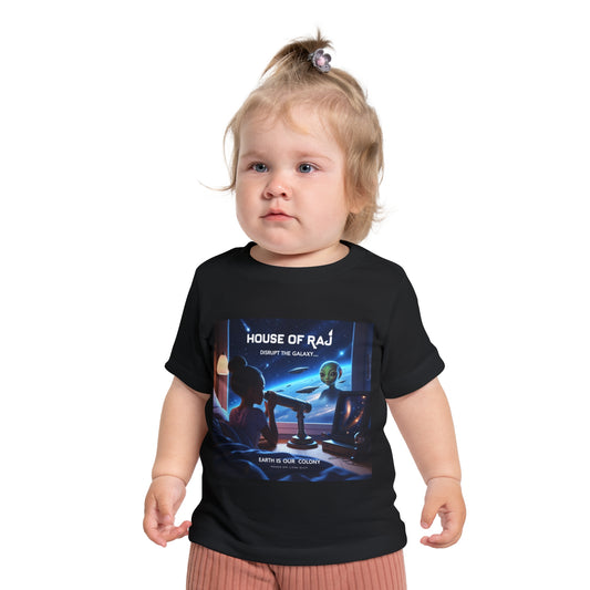 House of Raj âDisrupt the Galaxy: Arri Meets Netuu Cosmic Adventureâ Baby Tee, Cute Kids T-Shirt, Space Themed T-Shirt, Gift for Little Astronauts, Unique Baby Gift