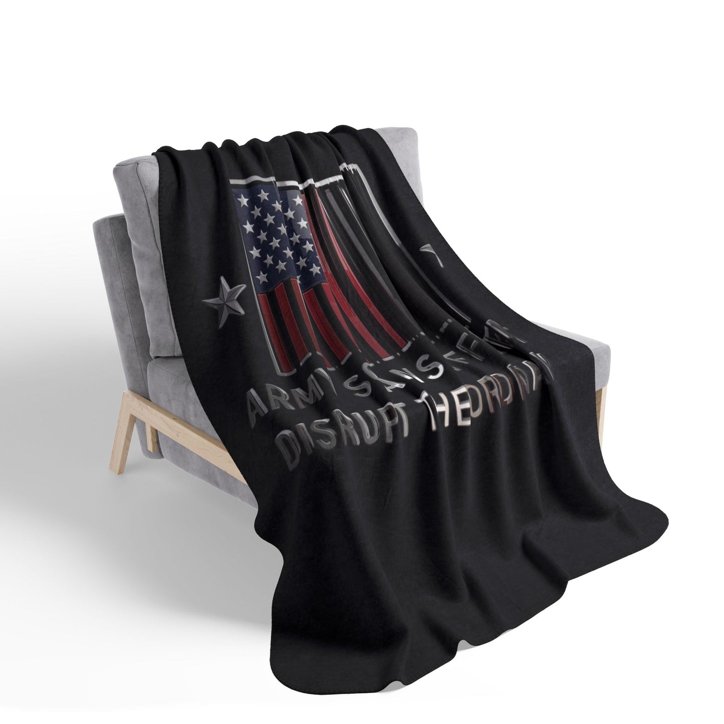 House of Raj “Disrupt the Ordinary” Army Scans Different Fleece Sherpa Blanket, Cozy Throw for Veterans, Military, Army Decor, Unique Gift for Holidays