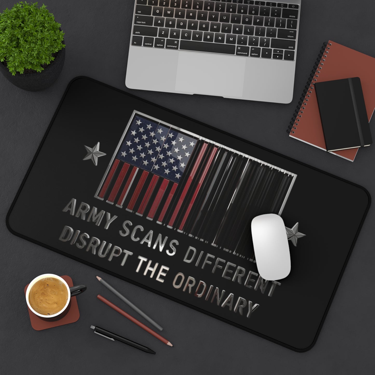 House of Raj Army Scans Different Desk Mat: Unique Army Scans Design, Stylish Office Decor, Gamer Gift, Patriotic Desk Accessory, Home Office Must-Have