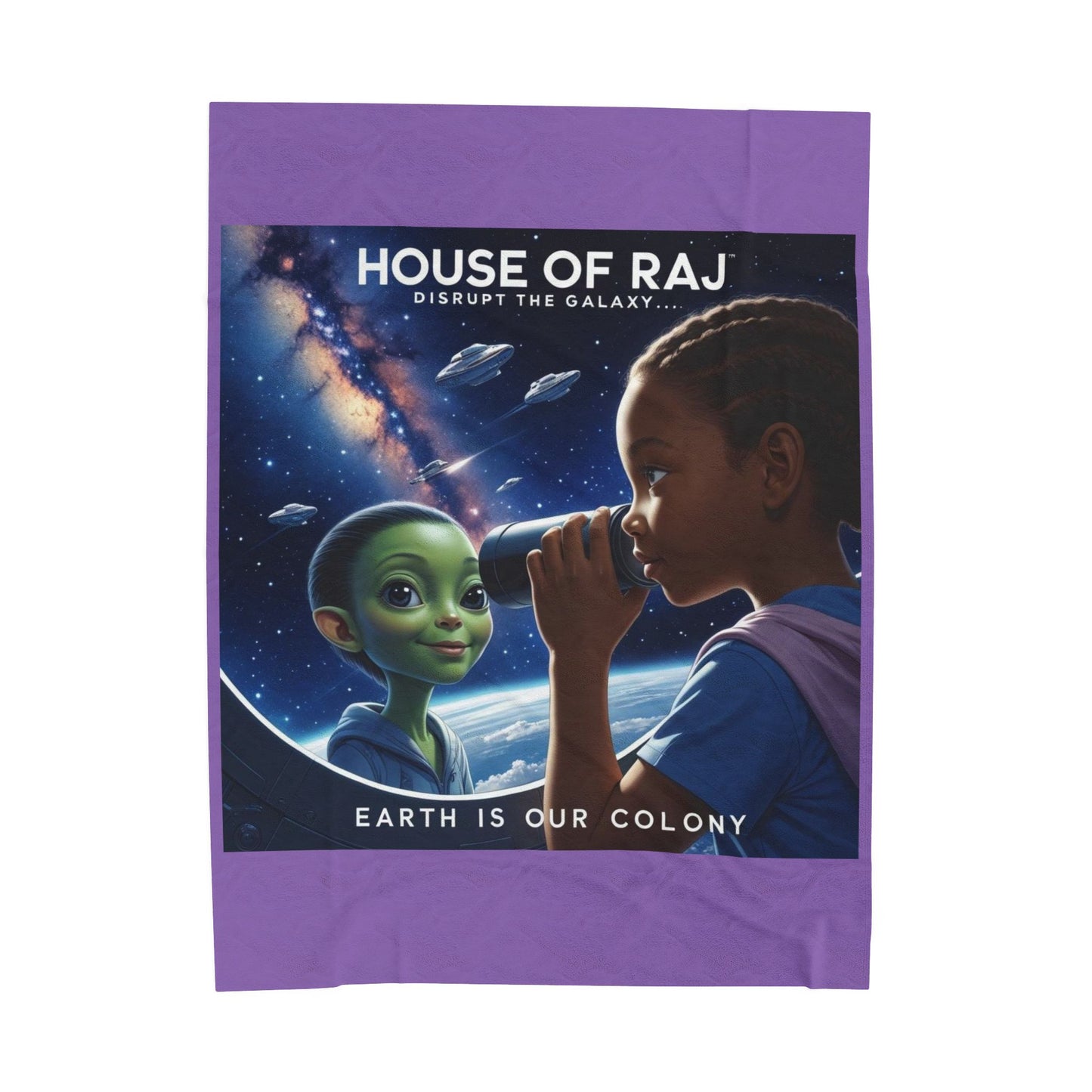 House of Raj “Disrupt the Galaxy: Arri Explores Galactic Adventures” Velveteen Plush Blanket 🌠 - Cozy Space-Themed Throw for Kids, Alien Decor, Soft Blanket Gift, Bedtime Story Companion