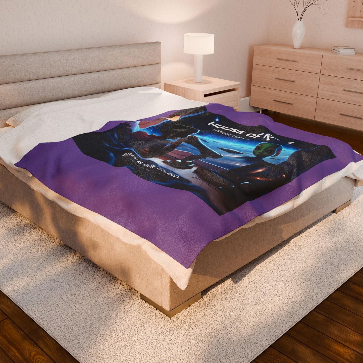 House of Raj “Disrupt the Galaxy: Arri Meets Netuu — Cosmic Dreams” Velveteen Plush Blanket 🌌 - Soft Throw for Stargazers, Space Lovers, Cozy Nights, Gifts for Astronomy Enthusiasts