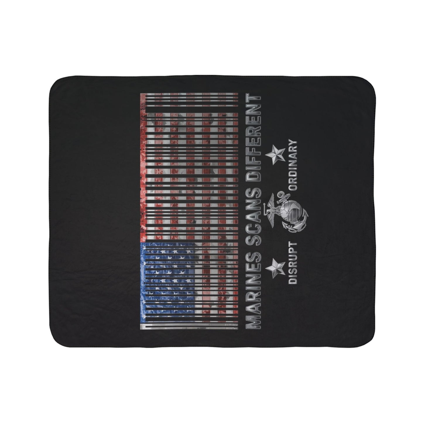 House of Raj “Disrupt the Ordinary” Marines Scan Different Fleece Sherpa Blanket - Cozy Home Decor, Military Tribute, Gift for Veterans, Warmth for Celebrations, American Pride