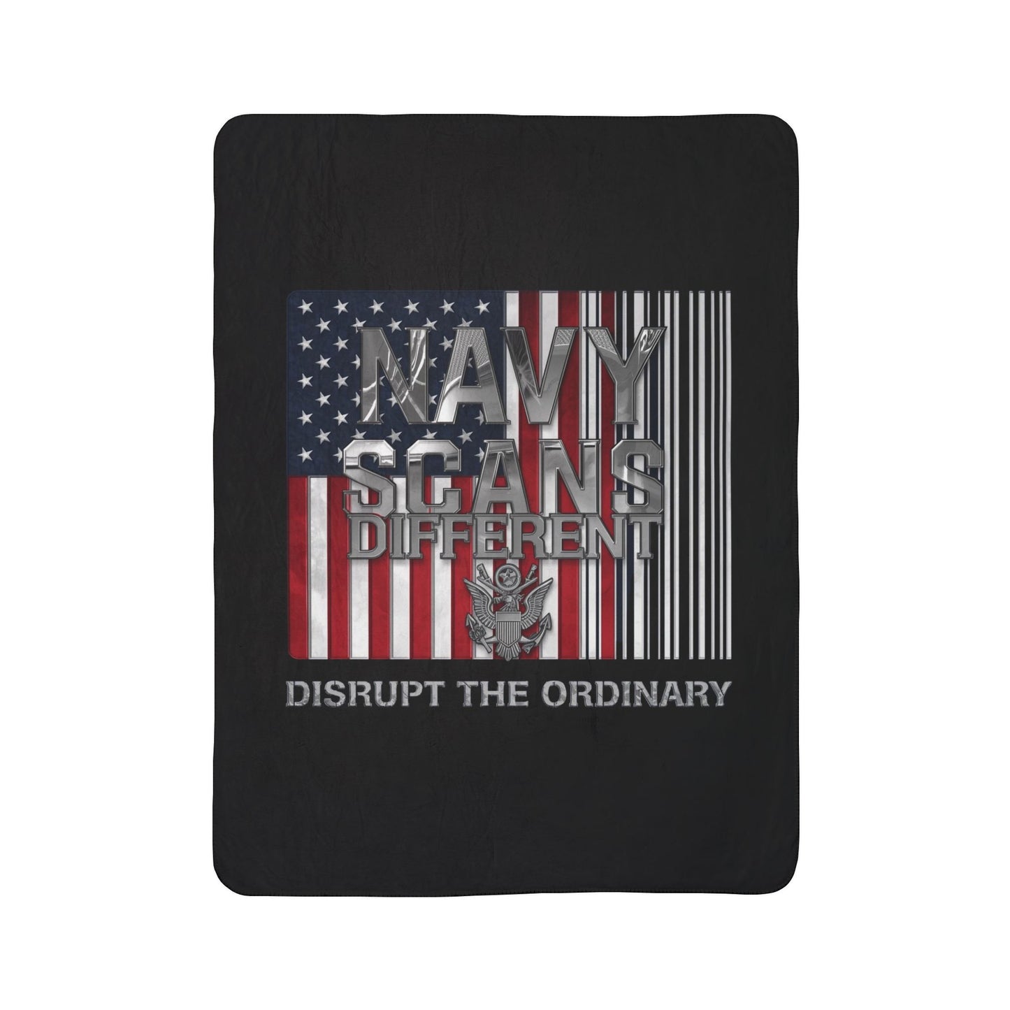 House of Raj “Disrupt the Ordinary” Navy Scans Different Fleece Sherpa Blanket | Navy Theme, Cozy Home Decor, Military Appreciation, Gift for Veterans, Warm Throw Blanket