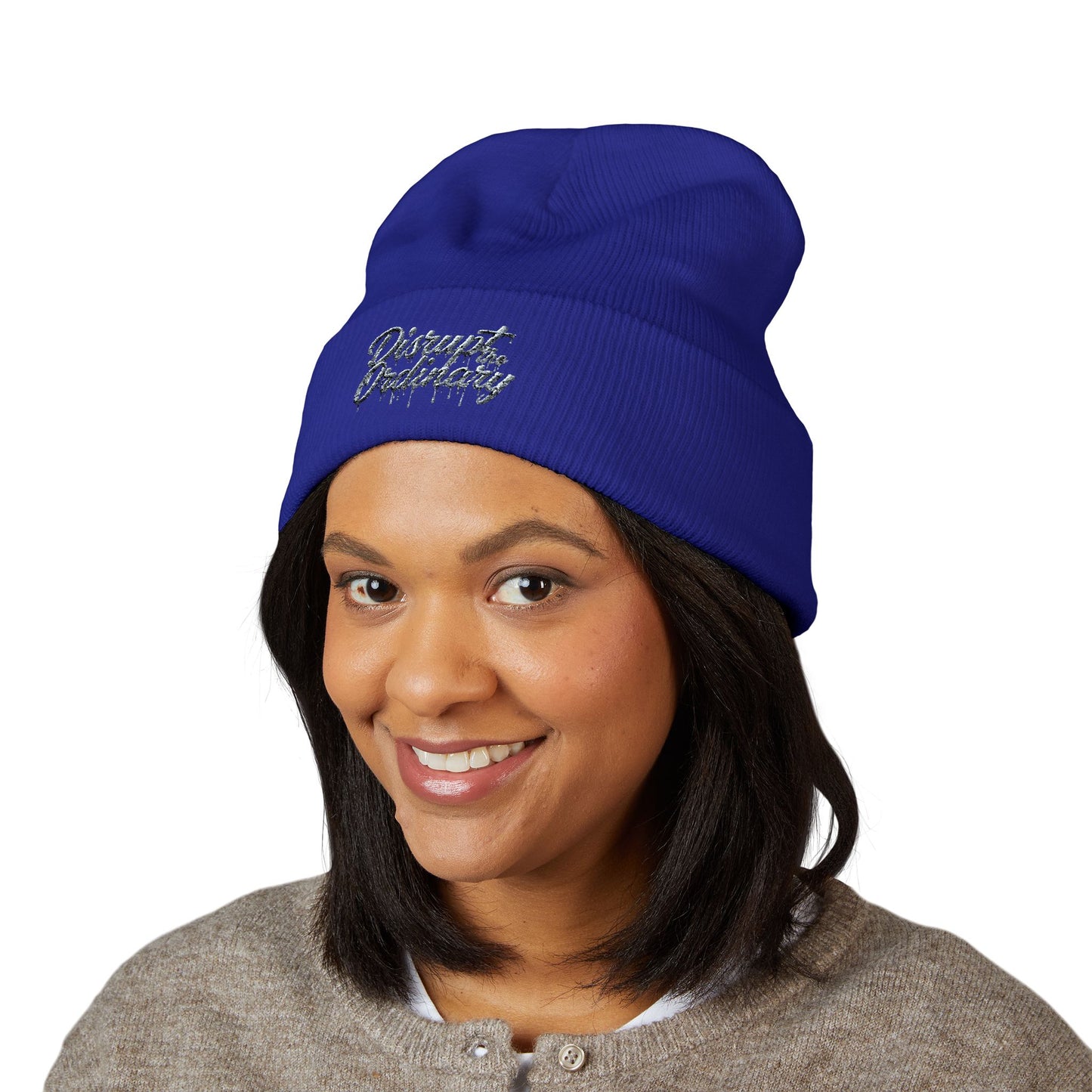 House of Raj “Disrupt the Ordinary” Embroidered Cuffed Beanie, Perfect for Outdoor Activities, Gift for Friends, Fashion Accessory