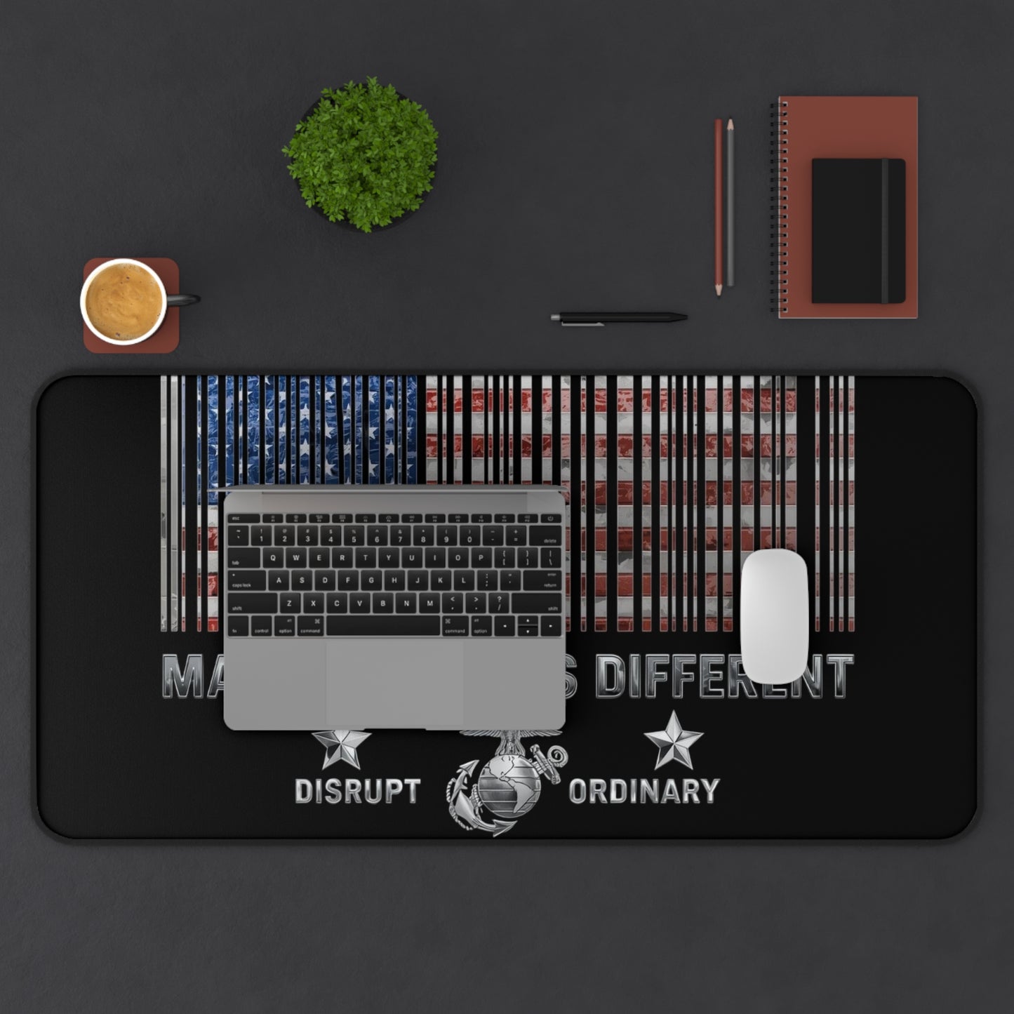 House of Raj Marines Scans Different Desk Mat - Marine Themed, USA Flag, Perfect for Veterans, Gift for Marines, Home Office Decor, Unique Military Decor
