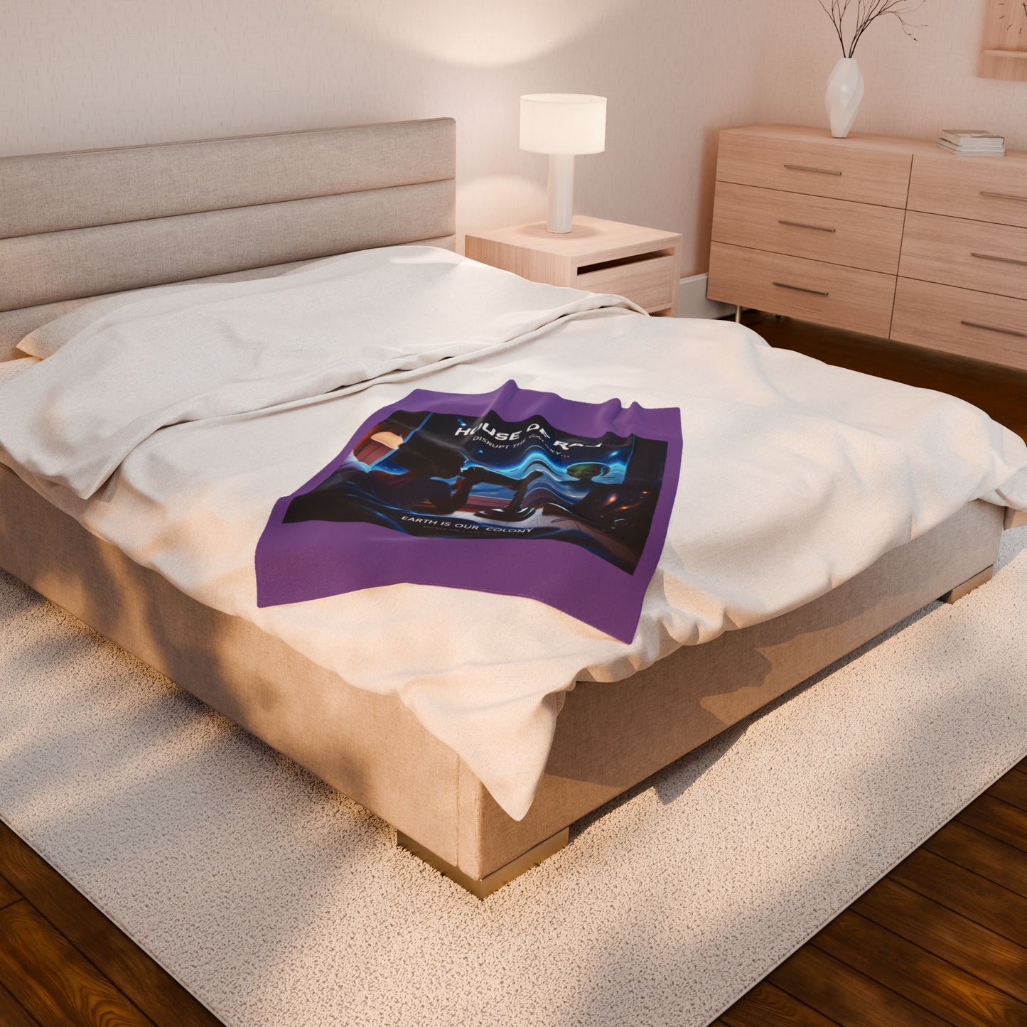 House of Raj “Disrupt the Galaxy: Arri Meets Netuu — Cosmic Dreams” Velveteen Plush Blanket 🌌 - Soft Throw for Stargazers, Space Lovers, Cozy Nights, Gifts for Astronomy Enthusiasts
