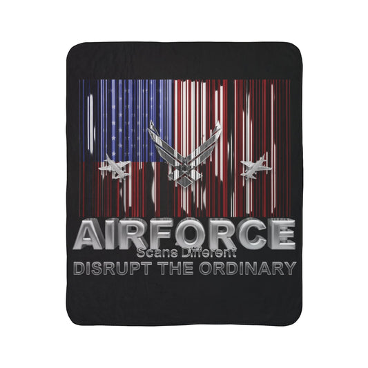House of Raj âDisrupt the Ordinaryâ Air Force Scans Different Fleece Sherpa Blanket, Cozy Military Throw for Veterans, Home Decor, Gift for Airmen, Patriotic Blanket
