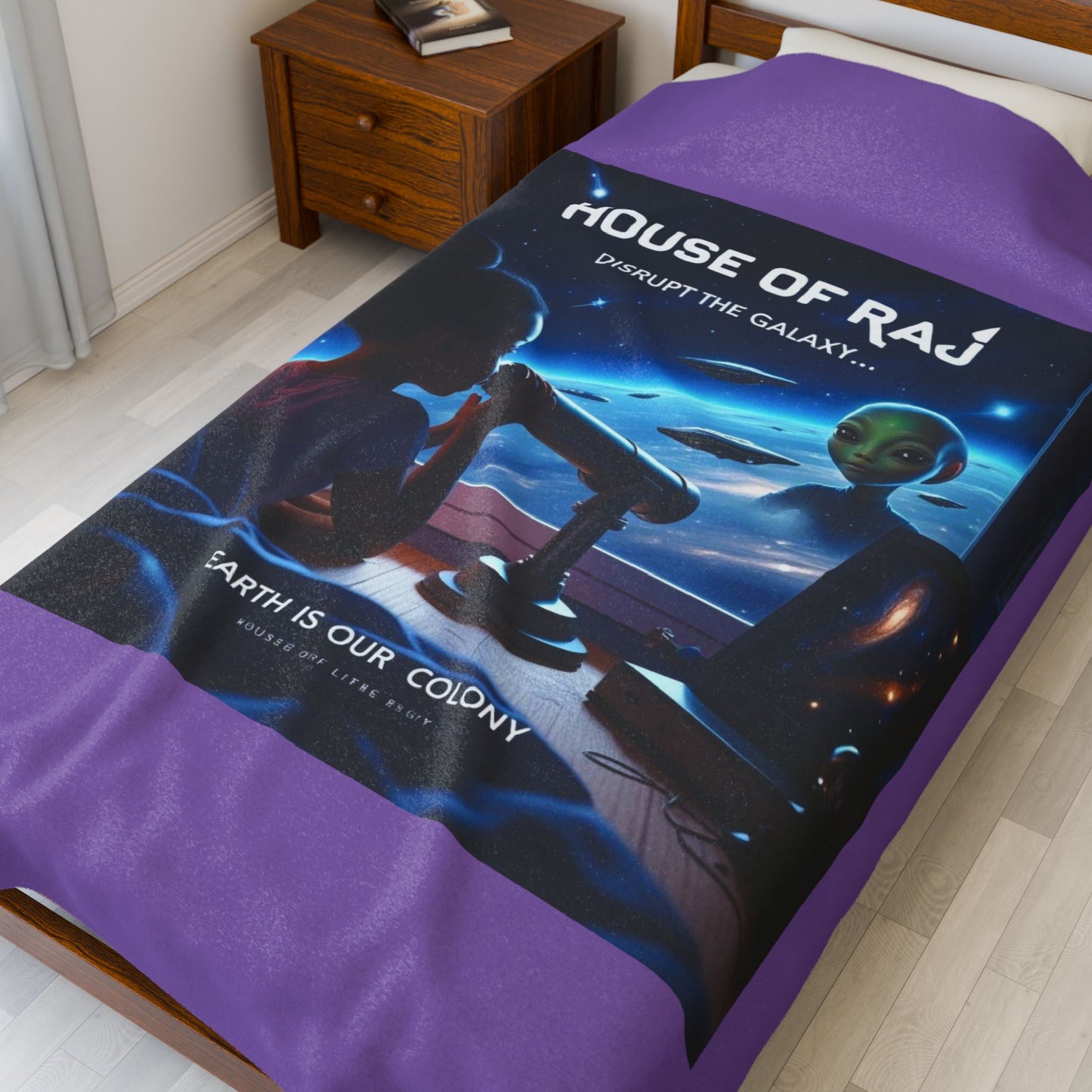 House of Raj “Disrupt the Galaxy: Arri Meets Netuu — Cosmic Dreams” Velveteen Plush Blanket 🌌 - Soft Throw for Stargazers, Space Lovers, Cozy Nights, Gifts for Astronomy Enthusiasts