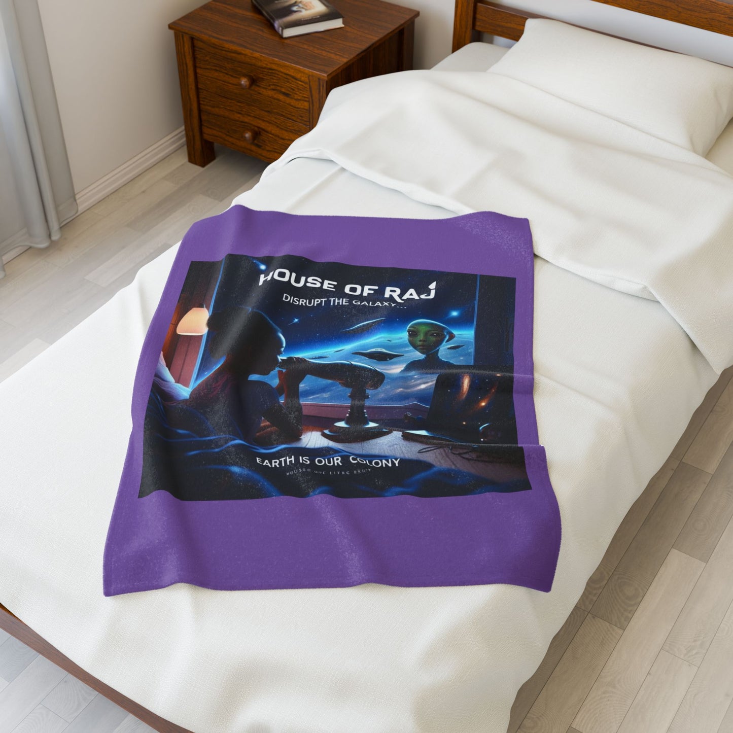 House of Raj “Disrupt the Galaxy: Arri Meets Netuu — Cosmic Dreams” Velveteen Plush Blanket 🌌 - Soft Throw for Stargazers, Space Lovers, Cozy Nights, Gifts for Astronomy Enthusiasts
