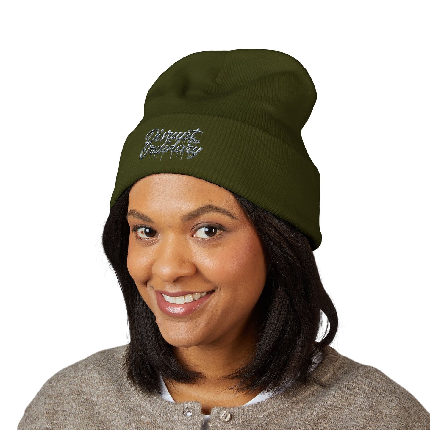 House of Raj “Disrupt the Ordinary” Embroidered Cuffed Beanie, Perfect for Outdoor Activities, Gift for Friends, Fashion Accessory