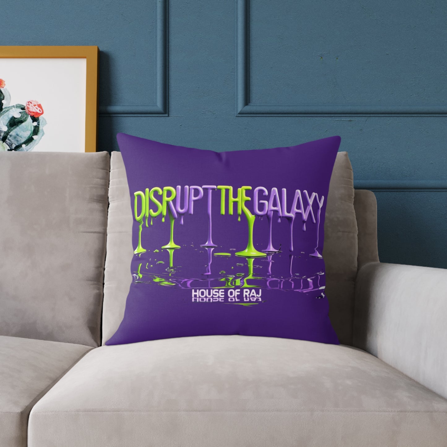 House of Raj “Disrupt the Galaxy: Cosmic Vibe” Pillow 🌠, Fun Living Room Cushion, Disrupt the Galaxy Home Accent, Unique Gift for Space Lovers