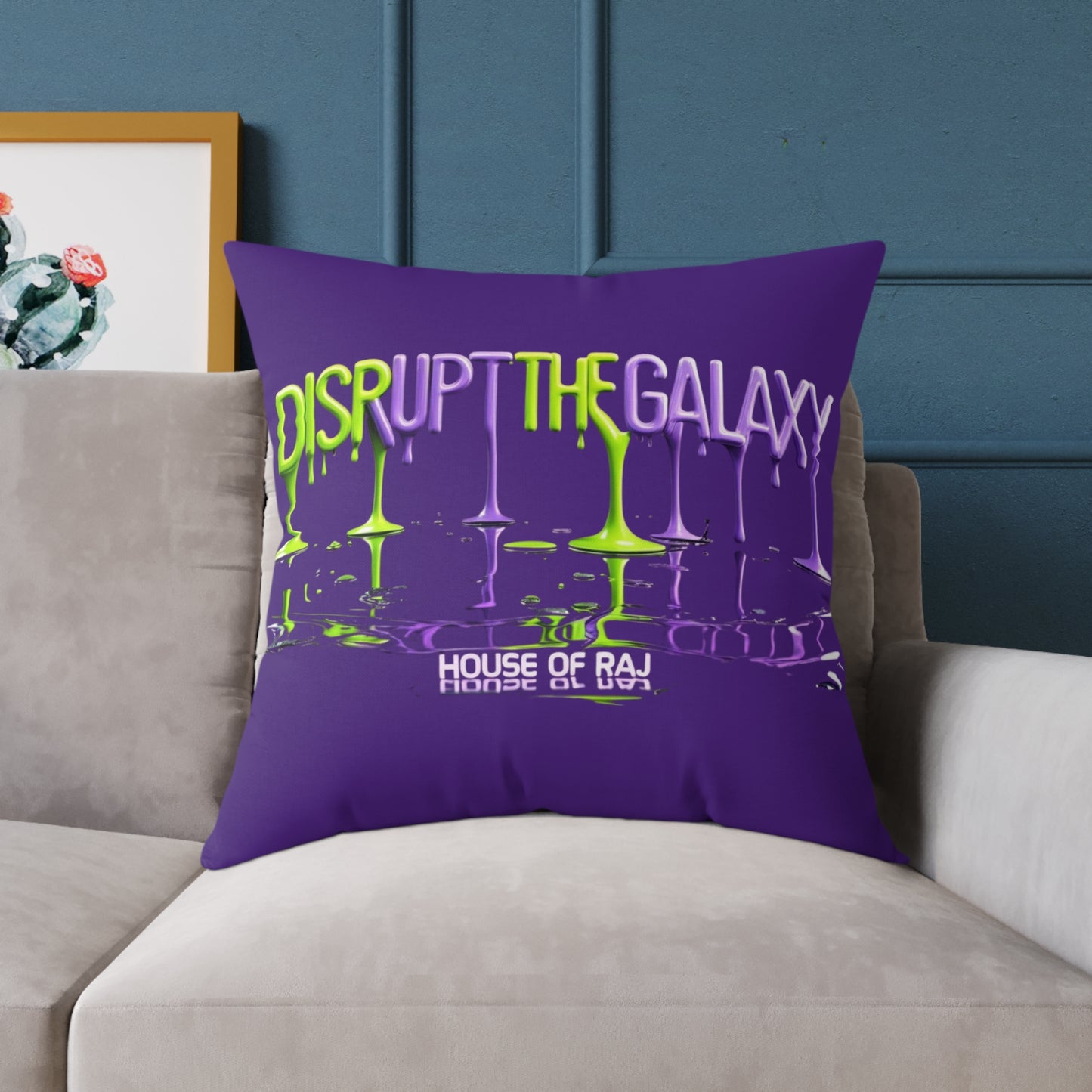 House of Raj “Disrupt the Galaxy: Cosmic Vibe” Pillow 🌠, Fun Living Room Cushion, Disrupt the Galaxy Home Accent, Unique Gift for Space Lovers