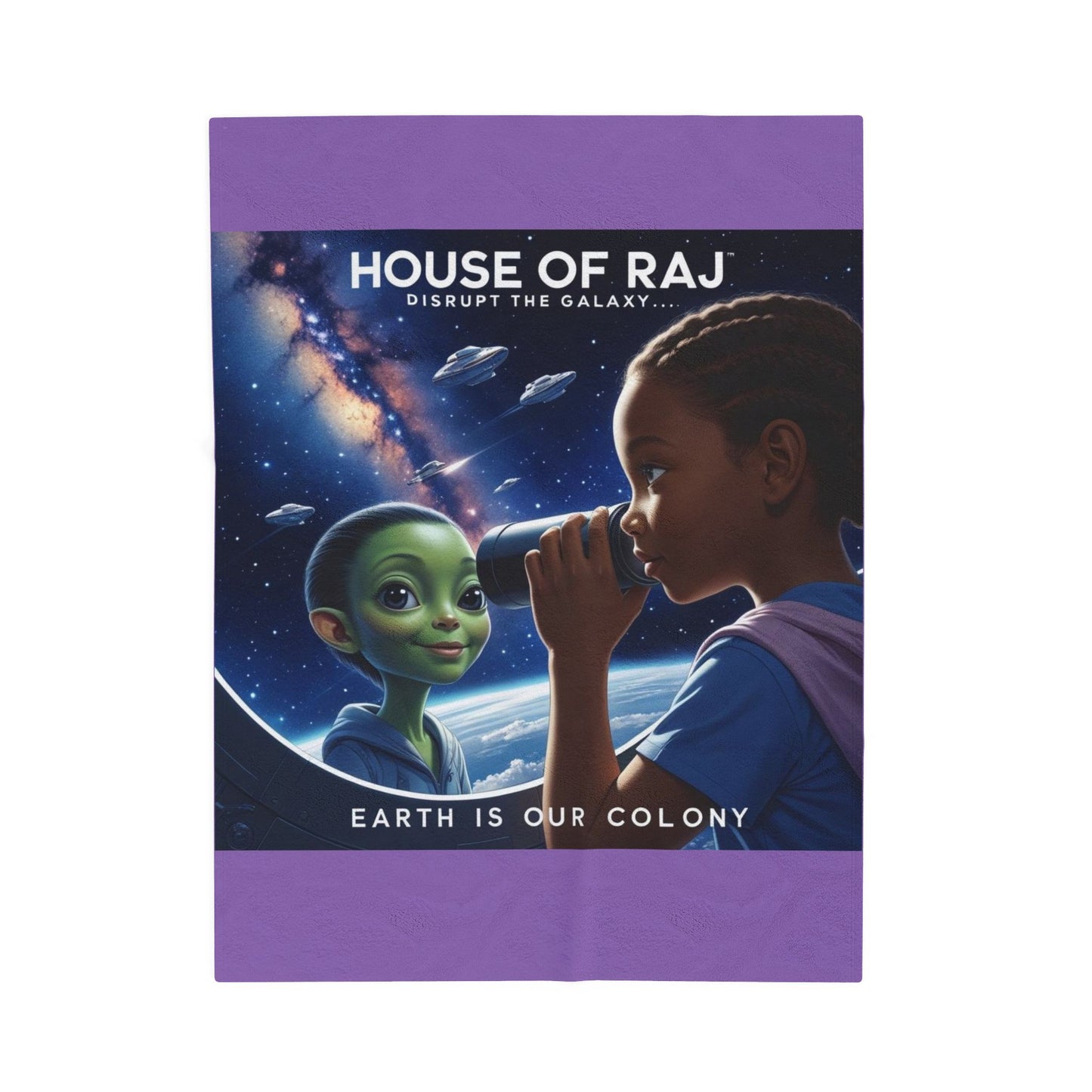 House of Raj “Disrupt the Galaxy: Arri Explores Galactic Adventures” Velveteen Plush Blanket 🌠 - Cozy Space-Themed Throw for Kids, Alien Decor, Soft Blanket Gift, Bedtime Story Companion