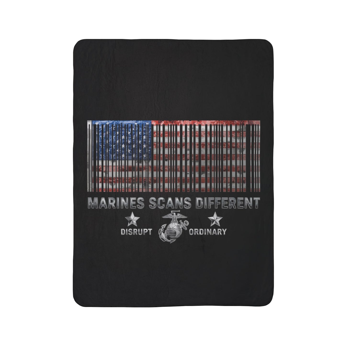 House of Raj “Disrupt the Ordinary” Marines Scan Different Fleece Sherpa Blanket - Cozy Home Decor, Military Tribute, Gift for Veterans, Warmth for Celebrations, American Pride