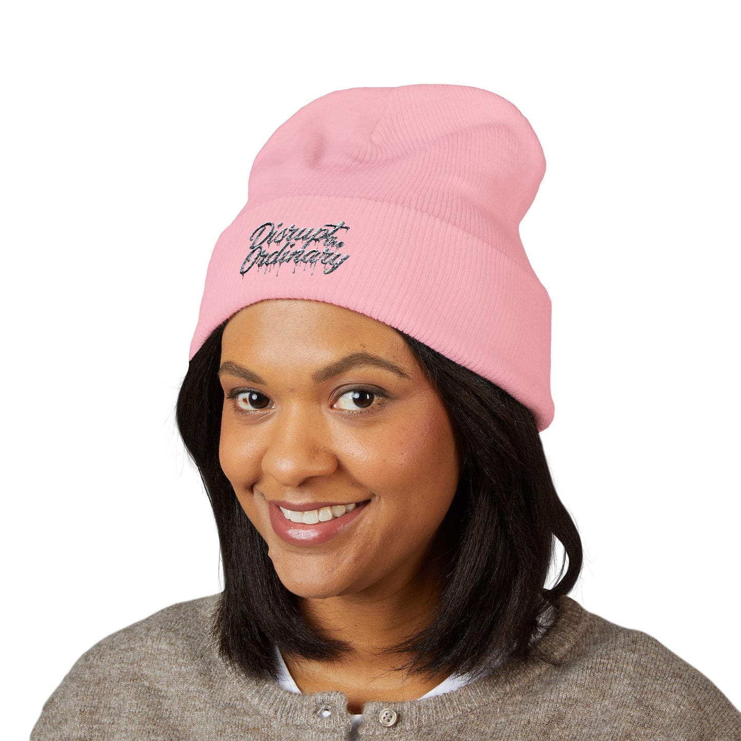 House of Raj “Disrupt the Ordinary” Embroidered Cuffed Beanie, Perfect for Outdoor Activities, Gift for Friends, Fashion Accessory