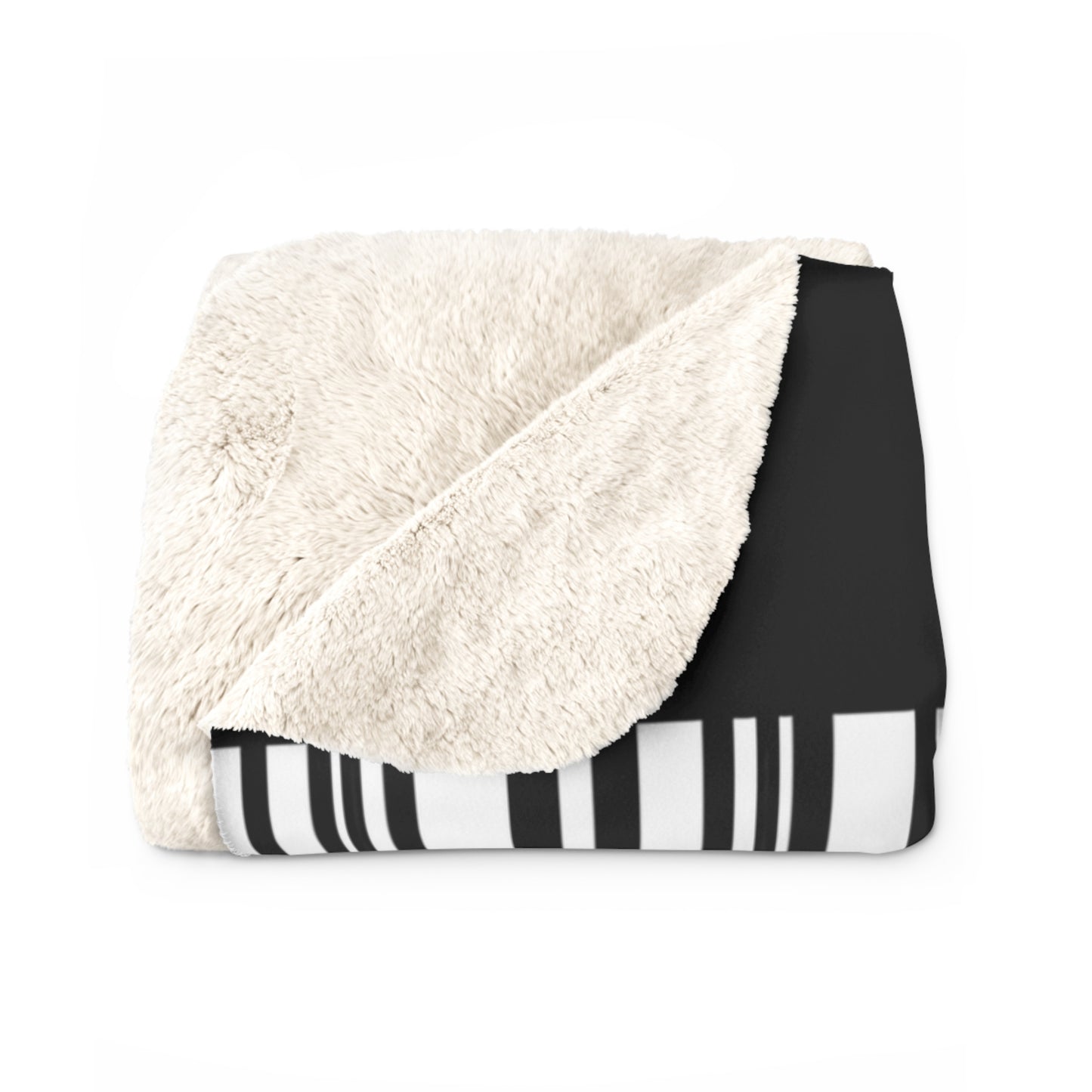 House of Raj “Barcode” Cozy Sherpa Fleece Blanket 🖤 - Perfect for Home Decor, Gift for Her, Warm Throw for Winter Nights, Black and White Design, Modern Style