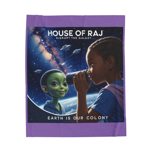 House of Raj âDisrupt the Galaxy: Arri Explores Galactic Adventuresâ Velveteen Plush Blanket đ  - Cozy Space-Themed Throw for Kids, Alien Decor, Soft Blanket Gift, Bedtime Story Companion