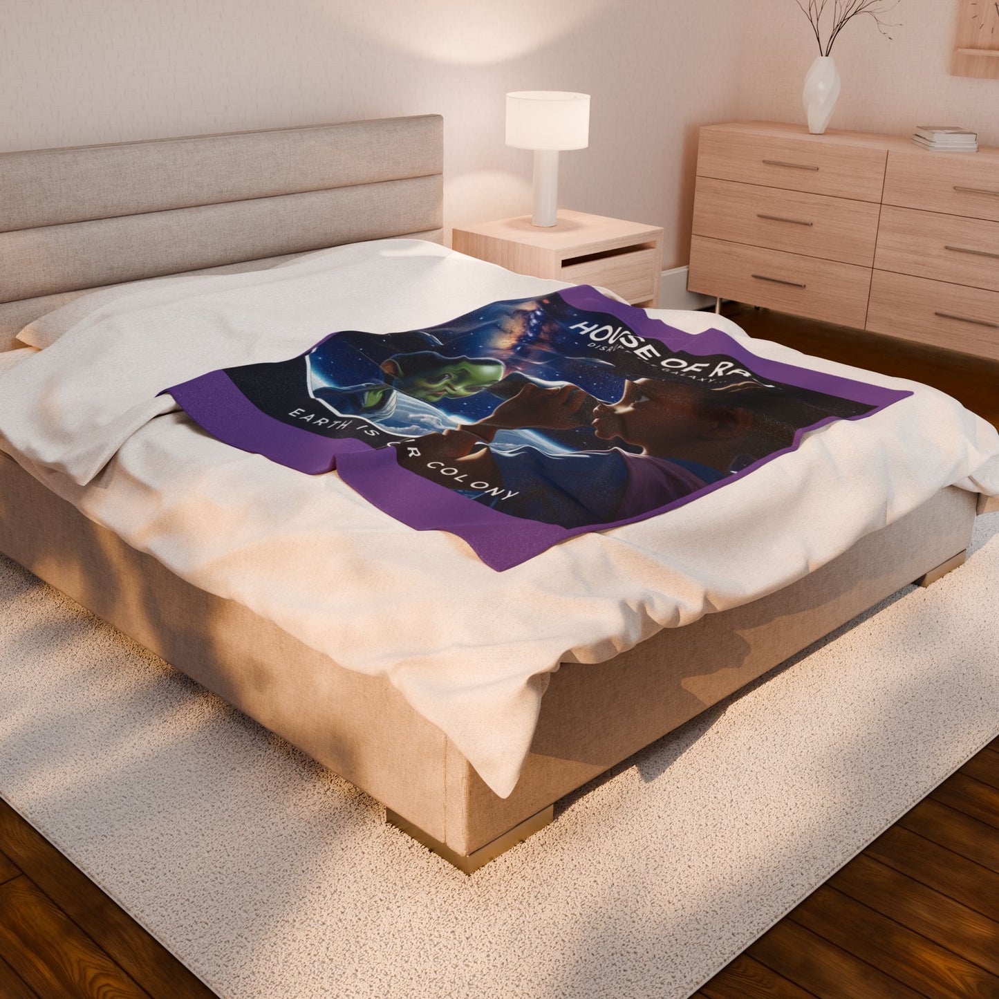 House of Raj “Disrupt the Galaxy: Arri Explores Galactic Adventures” Velveteen Plush Blanket 🌠 - Cozy Space-Themed Throw for Kids, Alien Decor, Soft Blanket Gift, Bedtime Story Companion