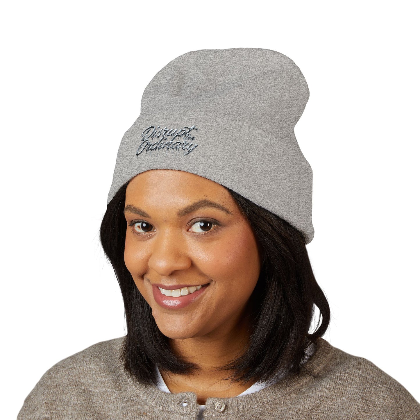 House of Raj “Disrupt the Ordinary” Embroidered Cuffed Beanie, Perfect for Outdoor Activities, Gift for Friends, Fashion Accessory