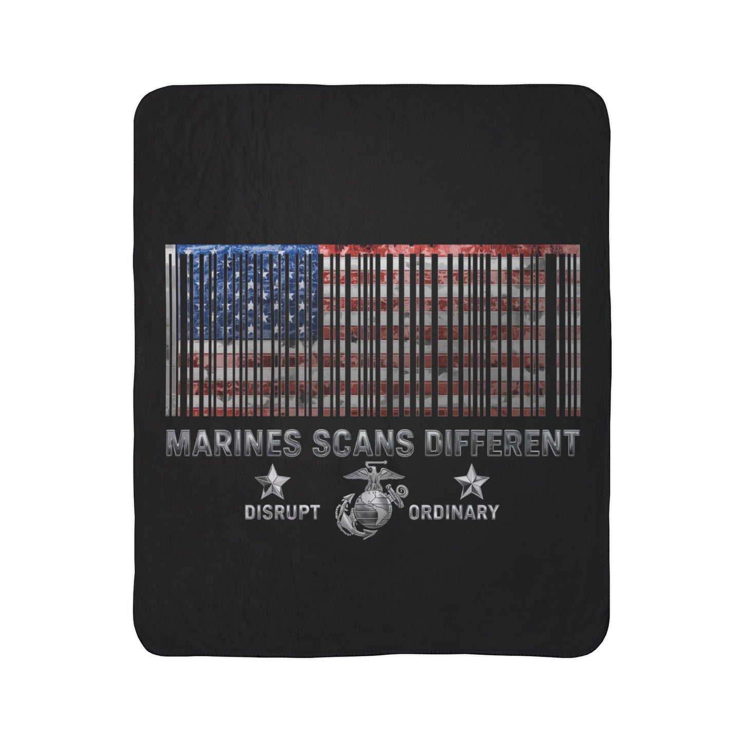 House of Raj “Disrupt the Ordinary” Marines Scan Different Fleece Sherpa Blanket - Cozy Home Decor, Military Tribute, Gift for Veterans, Warmth for Celebrations, American Pride