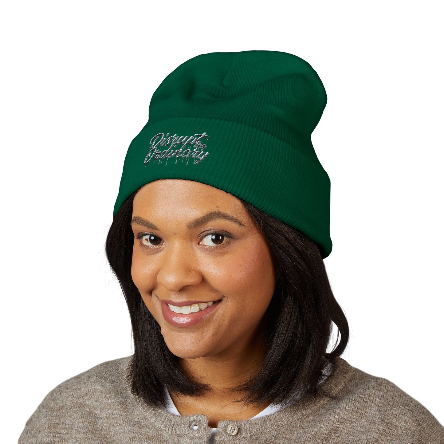 House of Raj “Disrupt the Ordinary” Embroidered Cuffed Beanie, Perfect for Outdoor Activities, Gift for Friends, Fashion Accessory