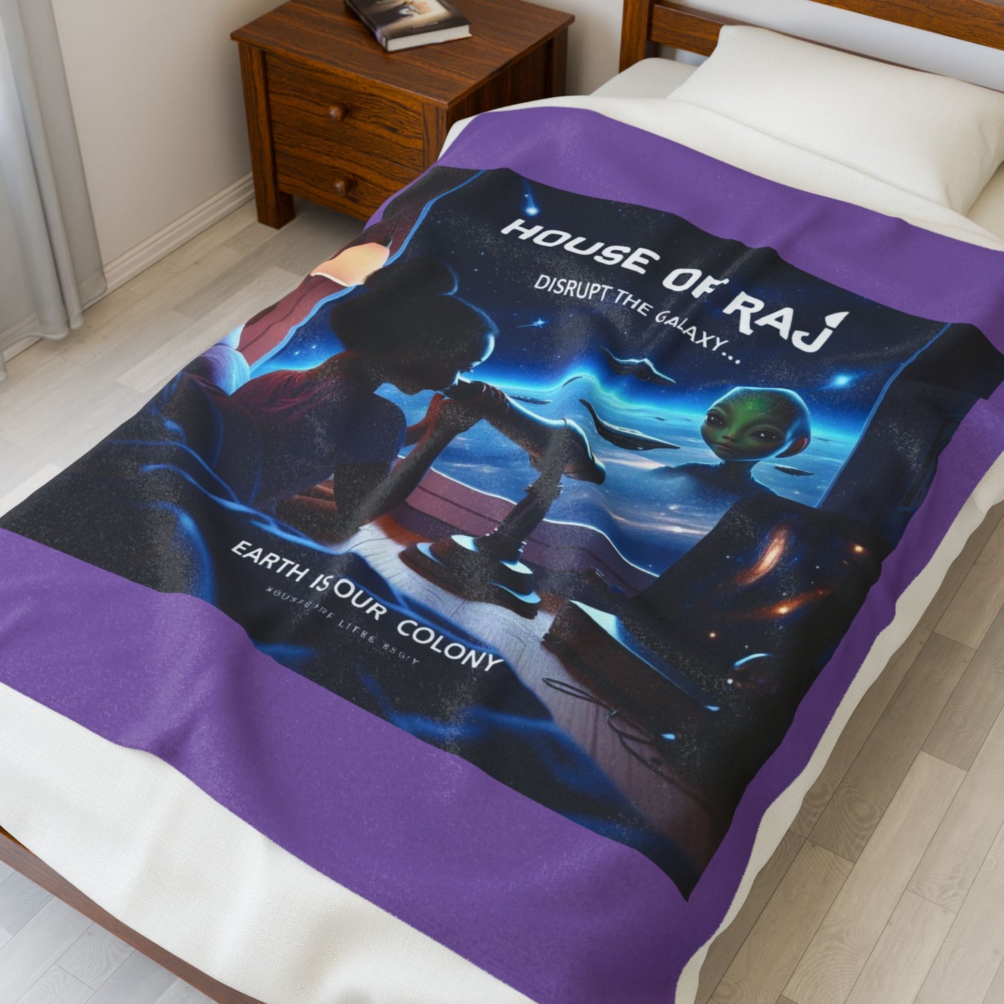 House of Raj “Disrupt the Galaxy: Arri Meets Netuu — Cosmic Dreams” Velveteen Plush Blanket 🌌 - Soft Throw for Stargazers, Space Lovers, Cozy Nights, Gifts for Astronomy Enthusiasts