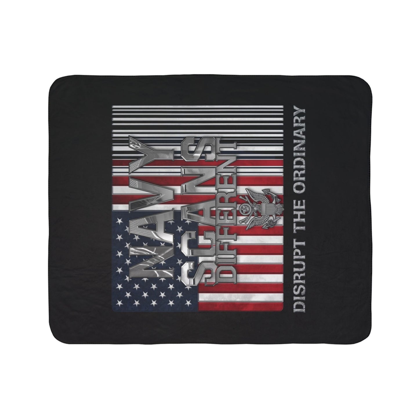 House of Raj “Disrupt the Ordinary” Navy Scans Different Fleece Sherpa Blanket | Navy Theme, Cozy Home Decor, Military Appreciation, Gift for Veterans, Warm Throw Blanket