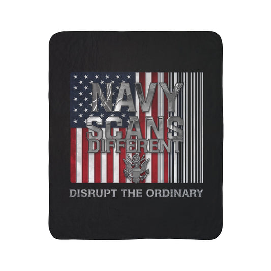 House of Raj “Disrupt the Ordinary” Navy Scans Different Fleece Sherpa Blanket | Navy Theme, Cozy Home Decor, Military Appreciation, Gift for Veterans, Warm Throw Blanket