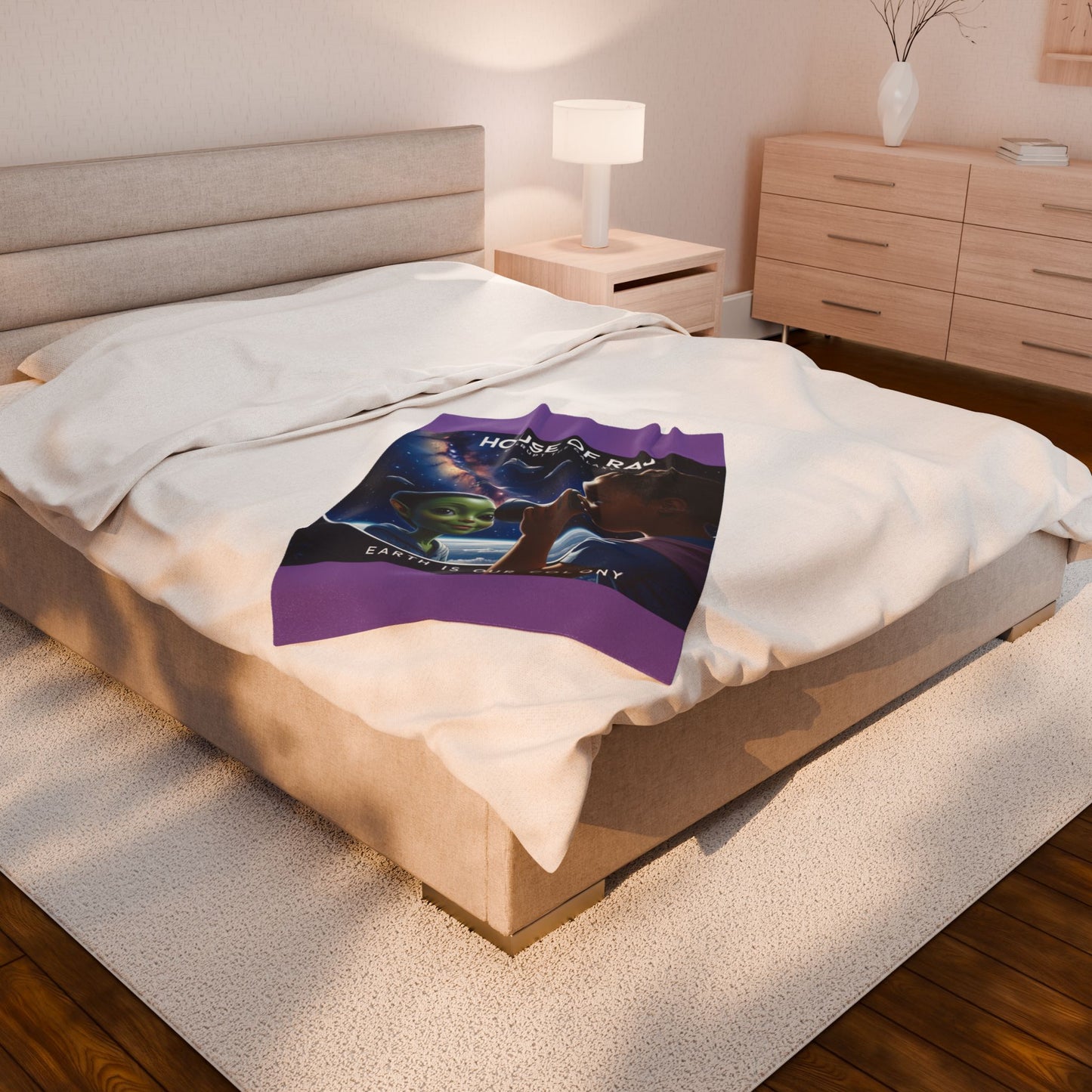 House of Raj “Disrupt the Galaxy: Arri Explores Galactic Adventures” Velveteen Plush Blanket 🌠 - Cozy Space-Themed Throw for Kids, Alien Decor, Soft Blanket Gift, Bedtime Story Companion