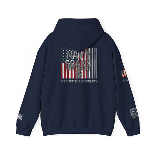 Navy Scans Different Hoodie Unisex, American Flag Style, Perfect for Independence Day, Casual Wear, Gift for Men and Women