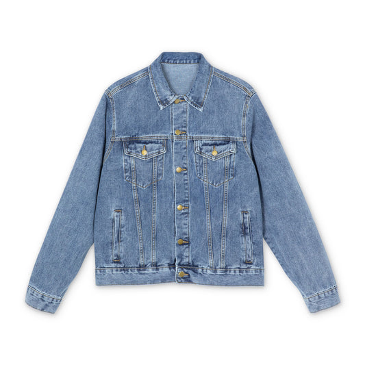 House of Raj “Navy Scans Different” Men’s Denim Jacket, Casual Outerwear, Gifts for Him, Patriotic Fashion, Unique Style for All Seasons